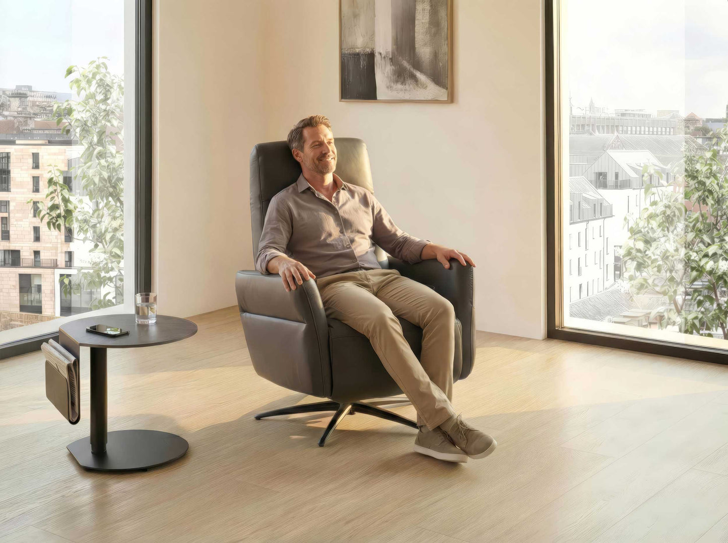 Echt Leder Relaxsessel LUNA mit 2 Motoren und Cardio-Position