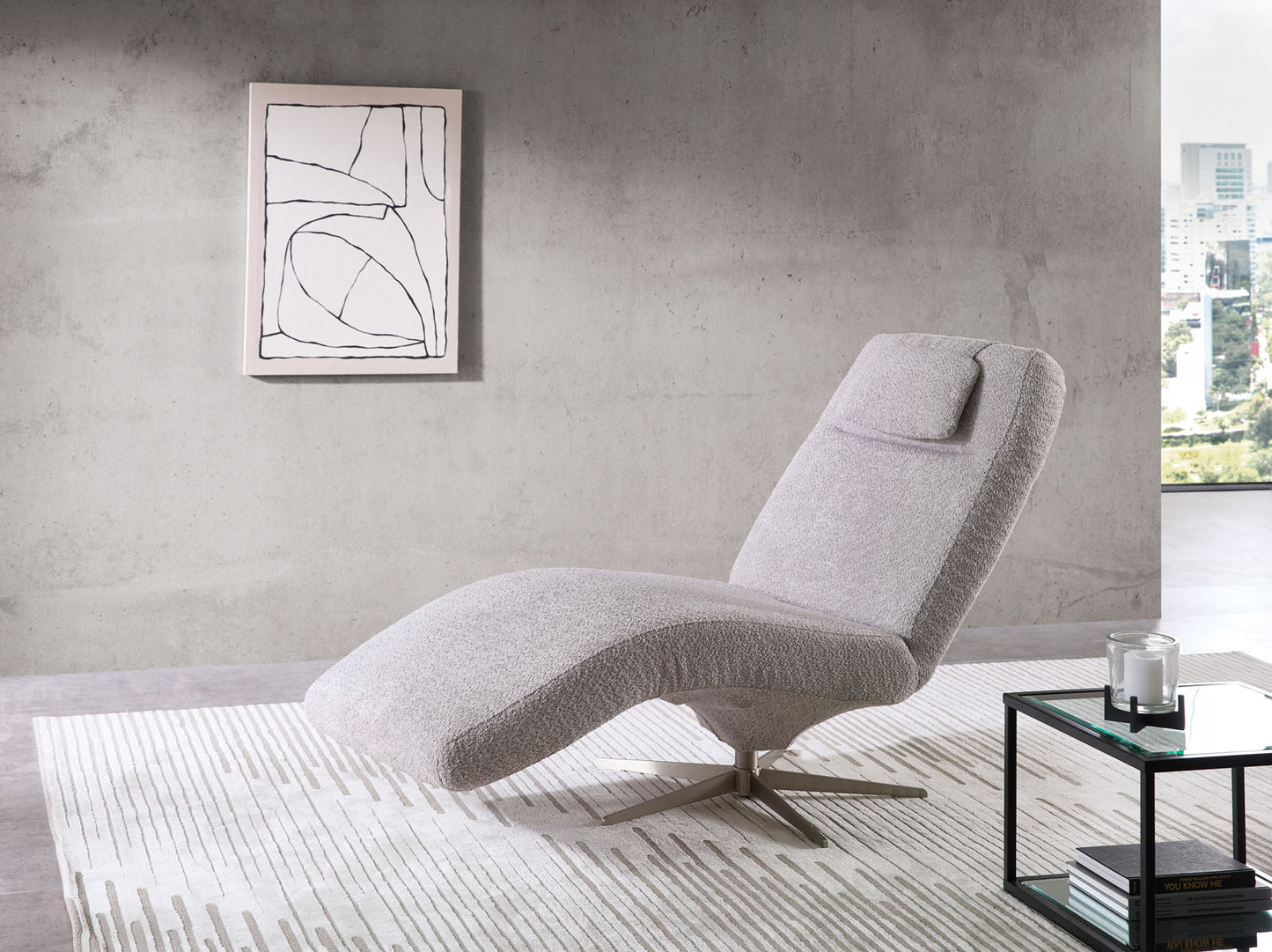 Relaxliege mit 3 Motoren "MRS Relaxa" mit Lieblingsposition & Home Button Trendstoff Boucle platin