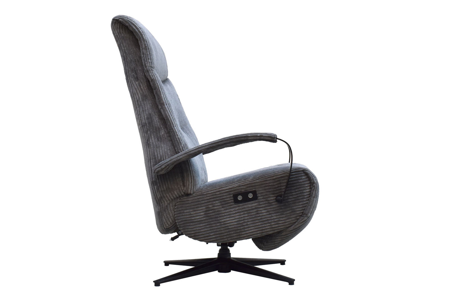 Relaxsessel mit Motor "MRS 705" mit Liegeposition und Kopfteilverstellung Trendstoff Cord grau