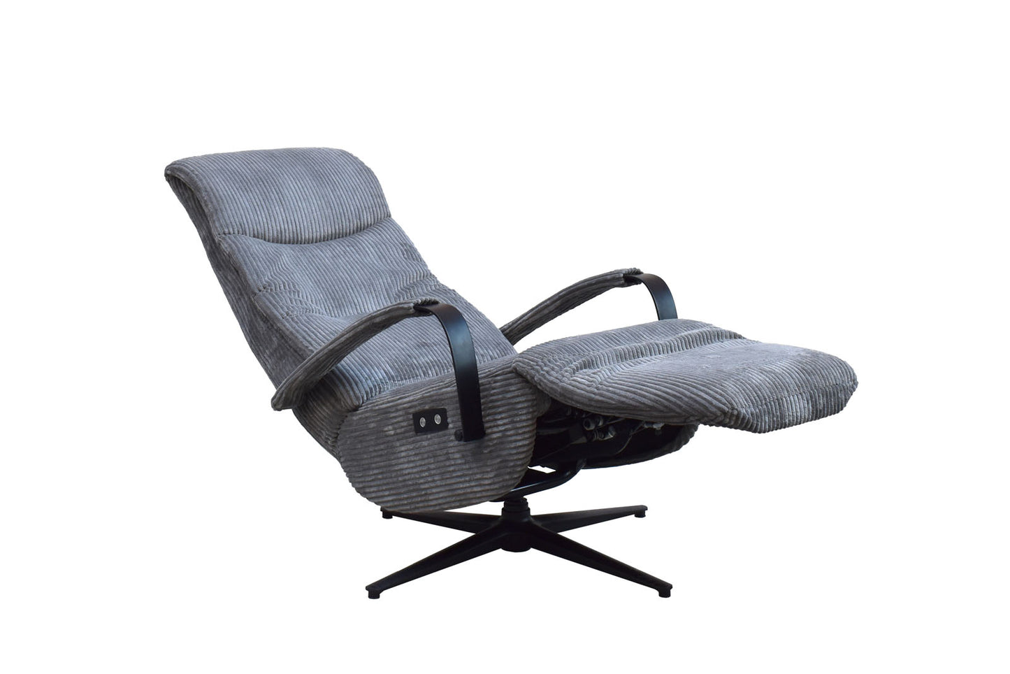 Relaxsessel mit Motor "MRS 705" mit Liegeposition und Kopfteilverstellung Trendstoff Cord grau