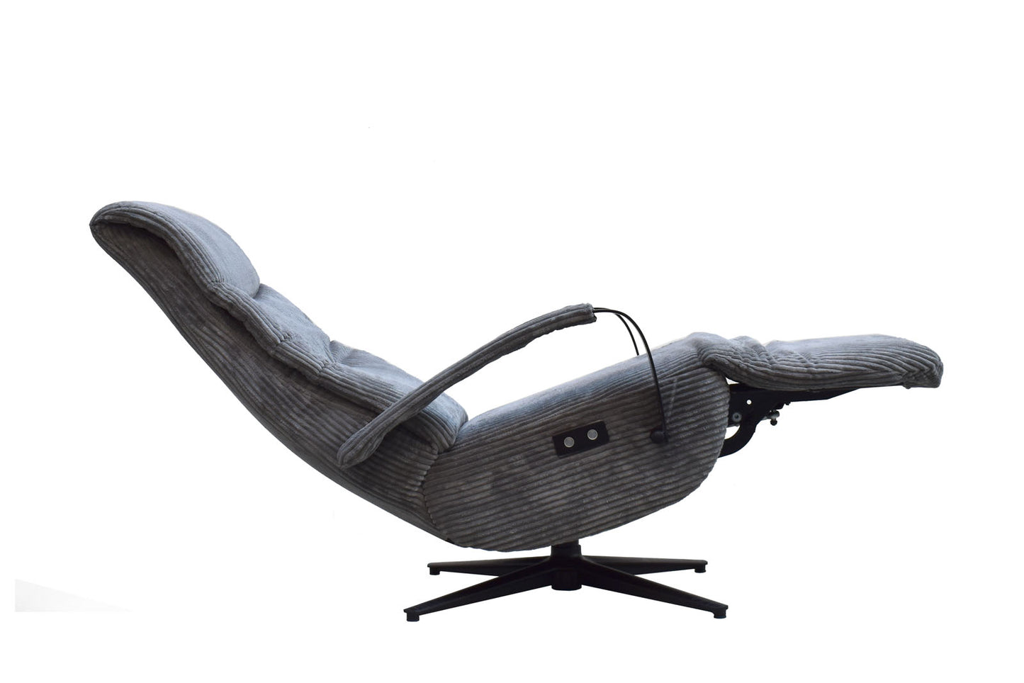 Relaxsessel mit Motor "MRS 705" mit Liegeposition und Kopfteilverstellung Trendstoff Cord grau