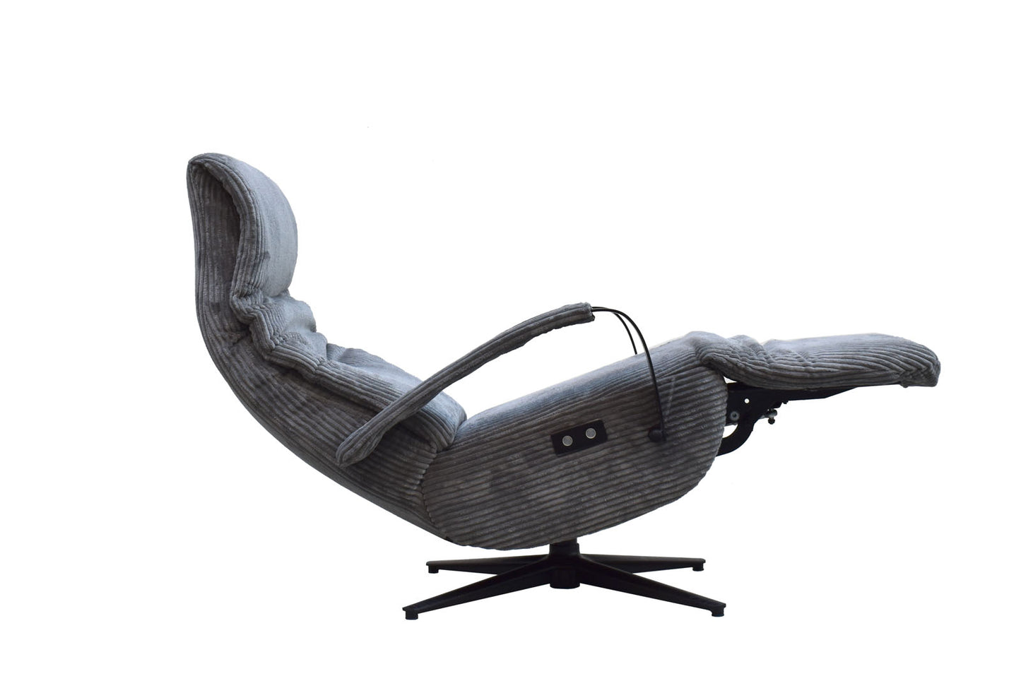 Relaxsessel mit Motor "MRS 705" mit Liegeposition und Kopfteilverstellung Trendstoff Cord grau