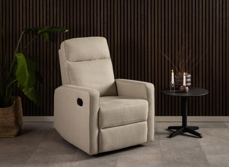 Stoff Relaxsessel "MRS 550" in beige mit manueller Reclinerfunktion -  von meinRelaxsessel.de - 5 Jahre Grantie auf Relaxsessel GESCHENKT  Nur 259 €! Kaufe jetzt bei meinRelaxsessel.de