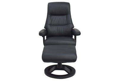 Relaxsessel inkl. Hocker "MRS 715" mit Liegeposition Leder schwarz