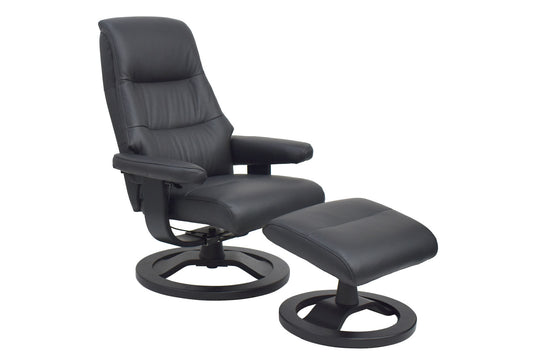 Relaxsessel inkl. Hocker "MRS 715" mit Liegeposition Leder schwarz