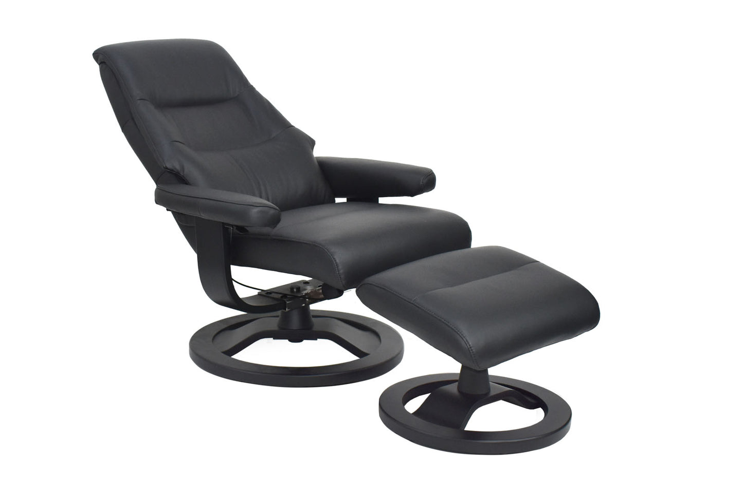 Relaxsessel inkl. Hocker "MRS 715" mit Liegeposition Leder schwarz