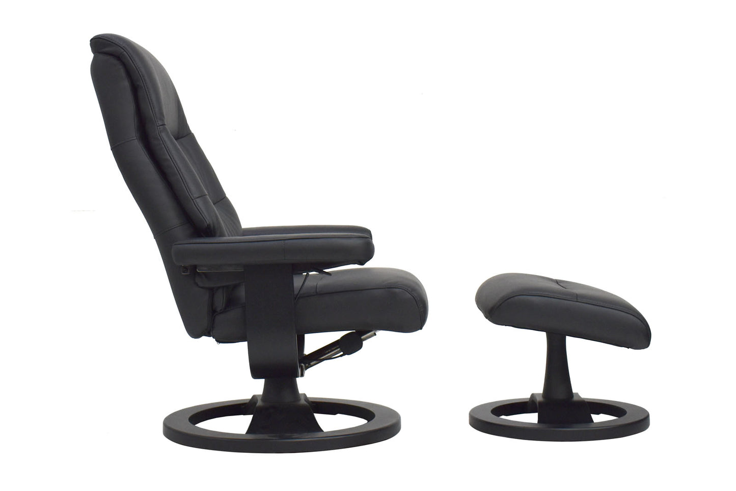 Relaxsessel inkl. Hocker "MRS 715" mit Liegeposition Leder schwarz