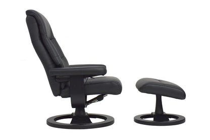 Relaxsessel inkl. Hocker "MRS 715" mit Liegeposition Leder schwarz