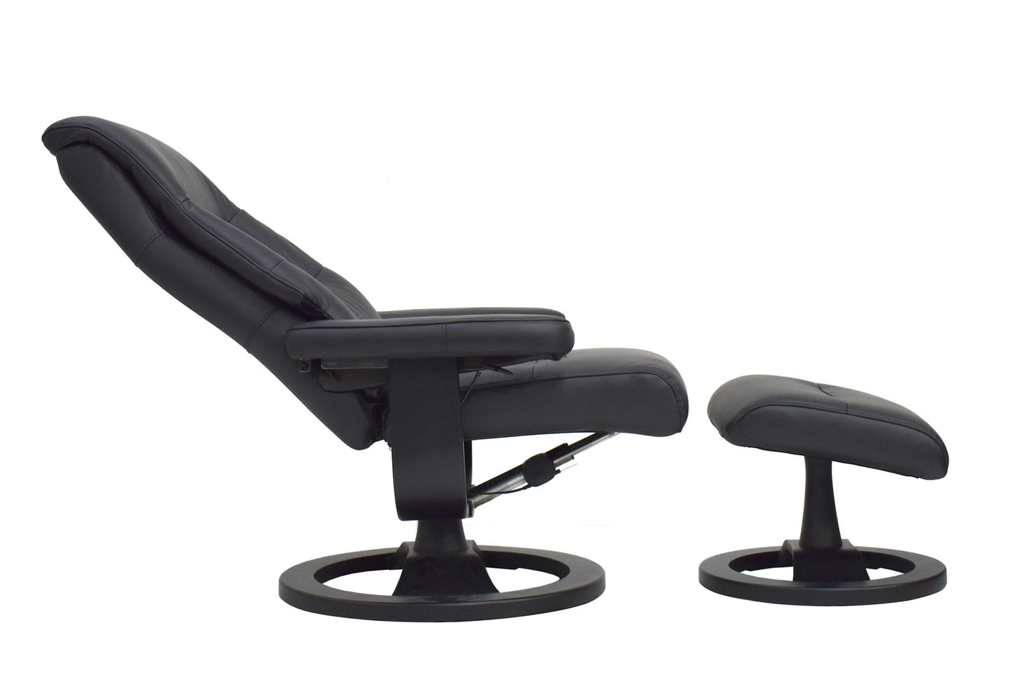 Relaxsessel inkl. Hocker "MRS 715" mit Liegeposition Leder schwarz