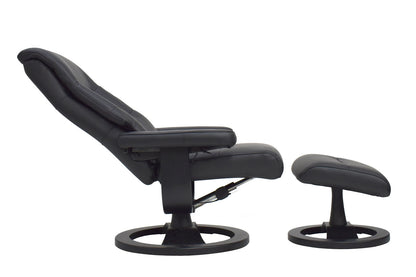 Relaxsessel inkl. Hocker "MRS 715" mit Liegeposition Leder schwarz