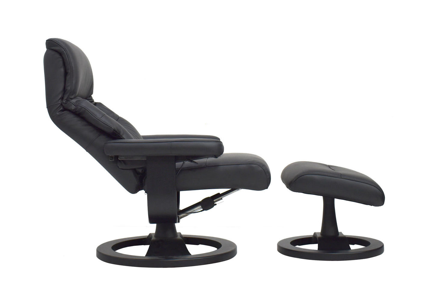 Relaxsessel inkl. Hocker "MRS 715" mit Liegeposition Leder schwarz