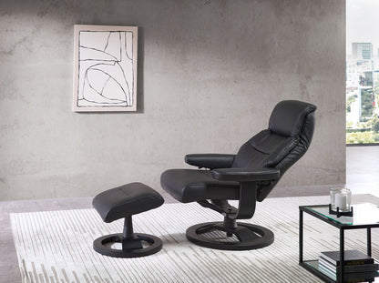 Relaxsessel inkl. Hocker "MRS 715" mit Liegeposition Leder schwarz
