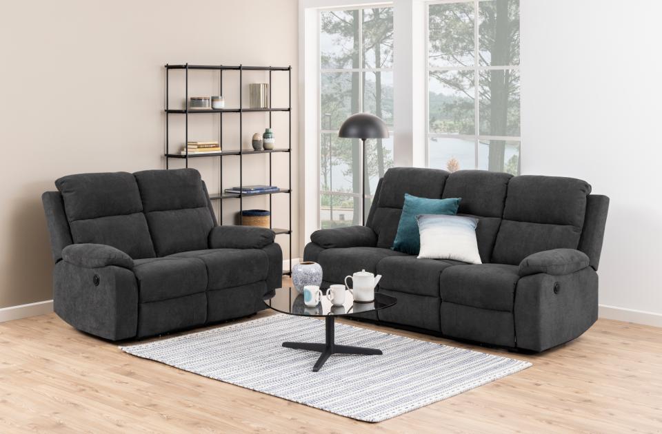 Stoff 2-Sitzer und 3-Sitzer Sofa "MRS 552 Plus" in dunkelgrau mit motorisierter Zurücklehnfunktion -  von meinRelaxsessel.de - 5 Jahre Grantie auf Relaxsessel GESCHENKT  Nur 950 €! Kaufe jetzt bei meinRelaxsessel.de