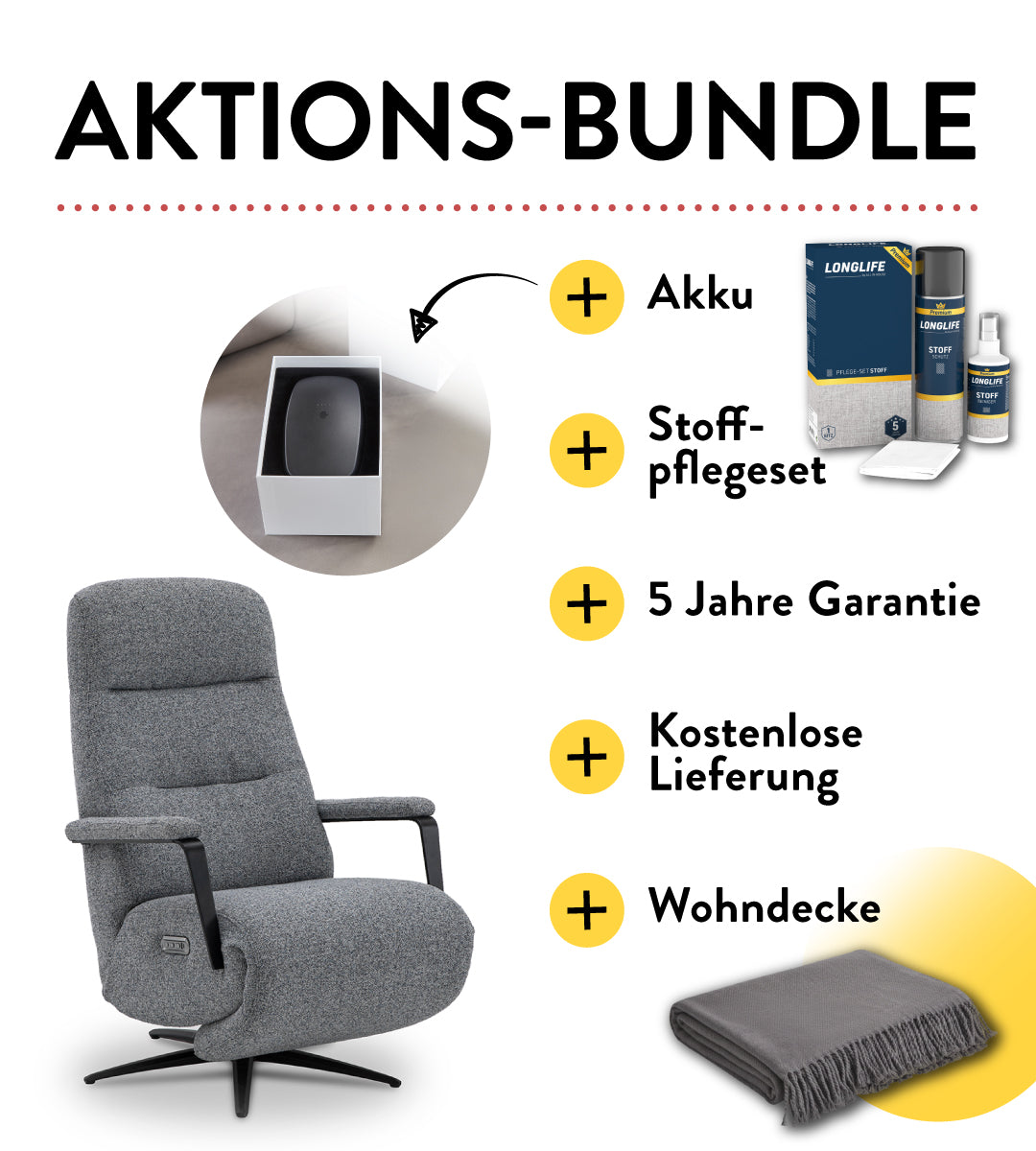 AKTIONS-BUNDLE Relaxsessel Stella mit 2 Motoren & Herz Waage Funktion