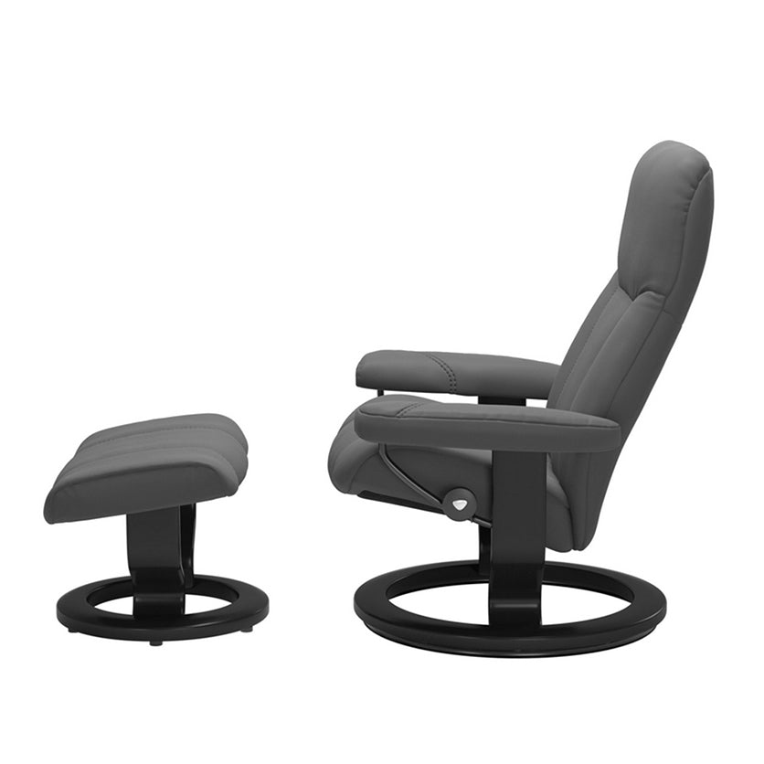 Stressless Consul M Sessel Classic mit Hocker Aktionsmodell in Leder grau