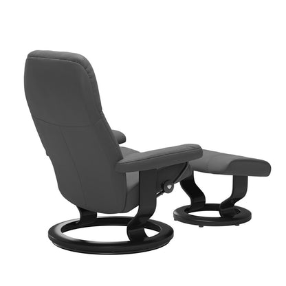 Stressless Consul M Sessel Classic mit Hocker Aktionsmodell in Leder grau